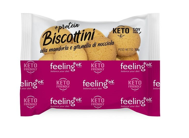 FEELING OK +Protein Biscottini alla Mandorla e Granella di Nocciola 50 g